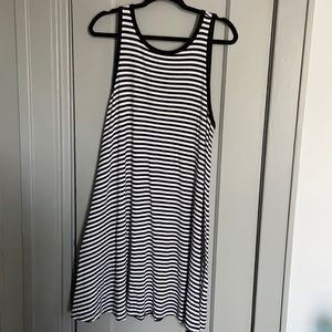 Black and white striped swing dress